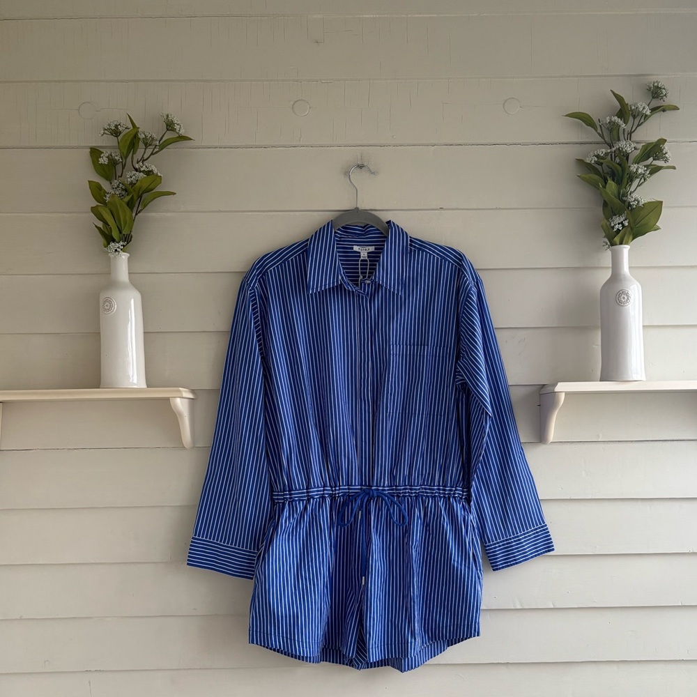 pistola Amelie Ultramarine Striped Shorts Romper One piece. Size Small NWT - Picture 2 of 13